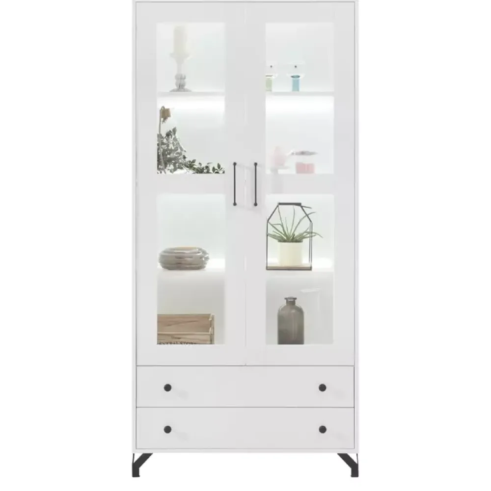 Meble Młodzieżowe|Zestawy Mebli Do Salonu>MEBLAR Biała witryna z szufladami BOMBAY