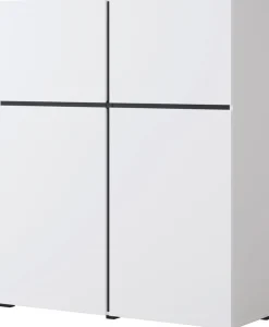 Zestawy Mebli Do Sypialni|Komody>Helvetia Biała wysoka komoda nowoczesna z półkami 120 cm CROSS