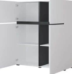 Zestawy Mebli Do Sypialni|Komody>Helvetia Biała wysoka komoda nowoczesna z półkami 120 cm CROSS