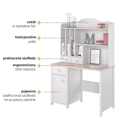 Biurka|Meble Dla Dzieci></noscript>lenart. Białe biurko dziecięce z szafką 110 cm LUNA