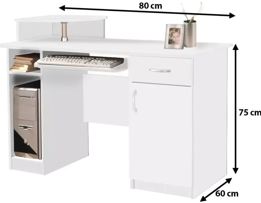 Biurka|Meble Młodzieżowe>MARIDEX Białe biurko komputerowe z szafką i szufladą 120 cm KAMIL