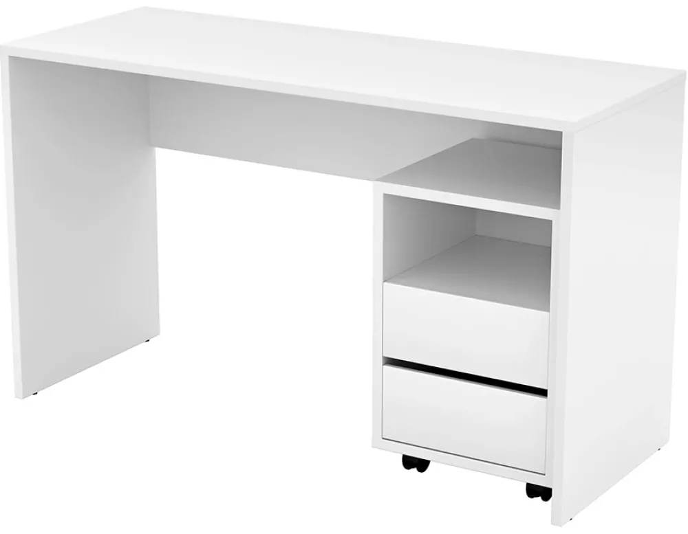 Biurka>Helvetia Białe biurko komputerowe z kontenerkiem 130 cm AGAPI