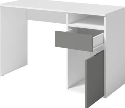 Biurka|Toaletki I Konsole>MEBLOSIEK Białe biurko młodzieżowe 120 cm BILLY z grafitowym frontem biały