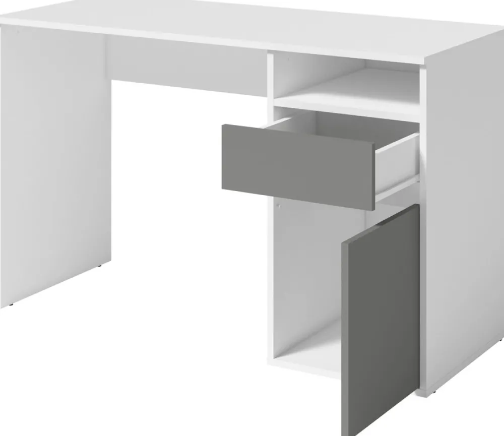 Biurka|Toaletki I Konsole>MEBLOSIEK Białe biurko młodzieżowe 120 cm BILLY z grafitowym frontem biały