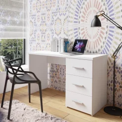 Biurka|Meble Młodzieżowe></noscript>MEBLOSIEK Białe biurko młodzieżowe 120x50 cm ORION z szufladami