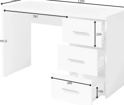 Biurka|Meble Młodzieżowe></noscript>MEBLOSIEK Białe biurko młodzieżowe 120x50 cm ORION z szufladami