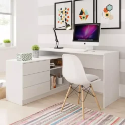 Biurka|Meble Dla Dzieci>LASKI Białe biurko narożne TOBI biały