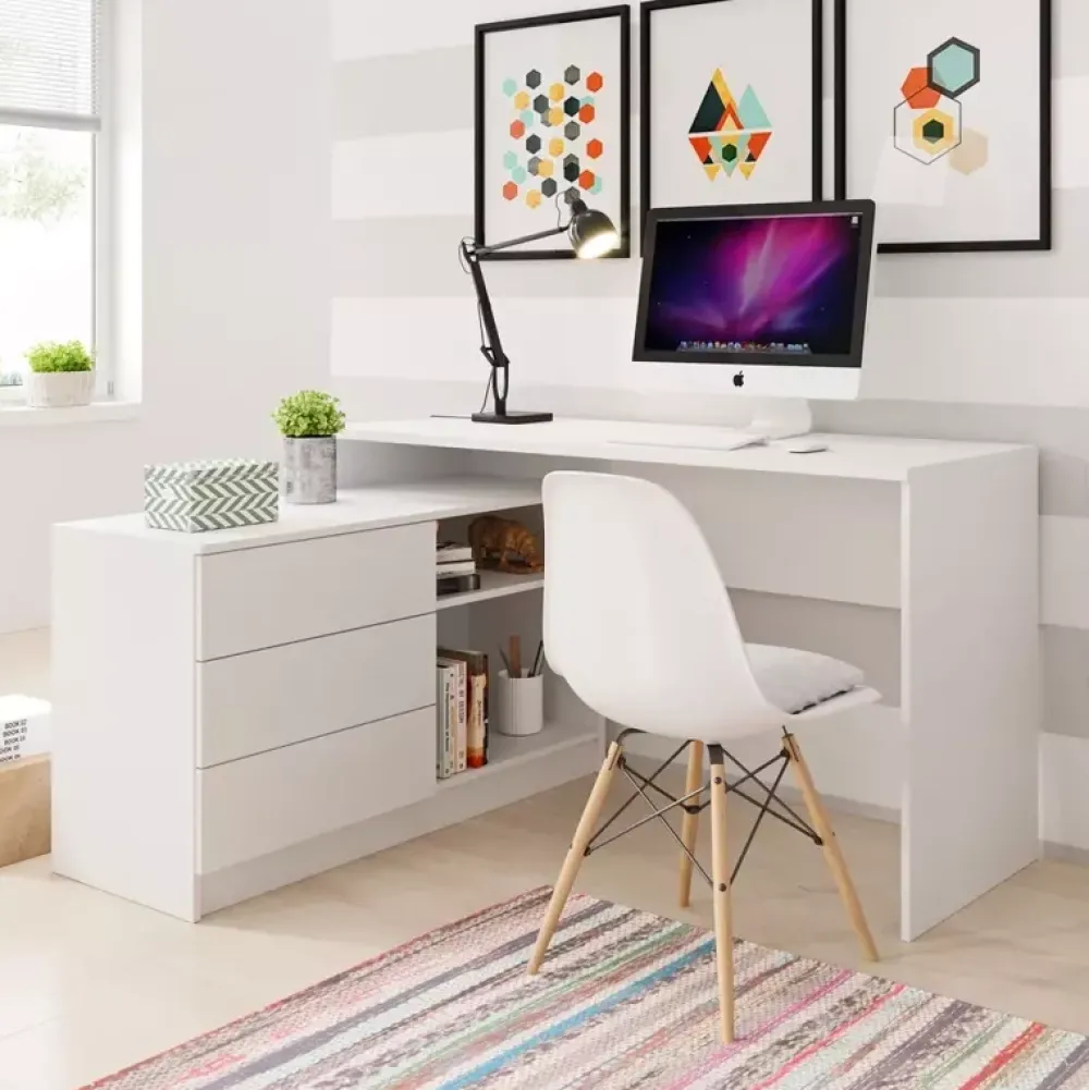 Biurka|Meble Dla Dzieci>LASKI Białe biurko narożne TOBI biały