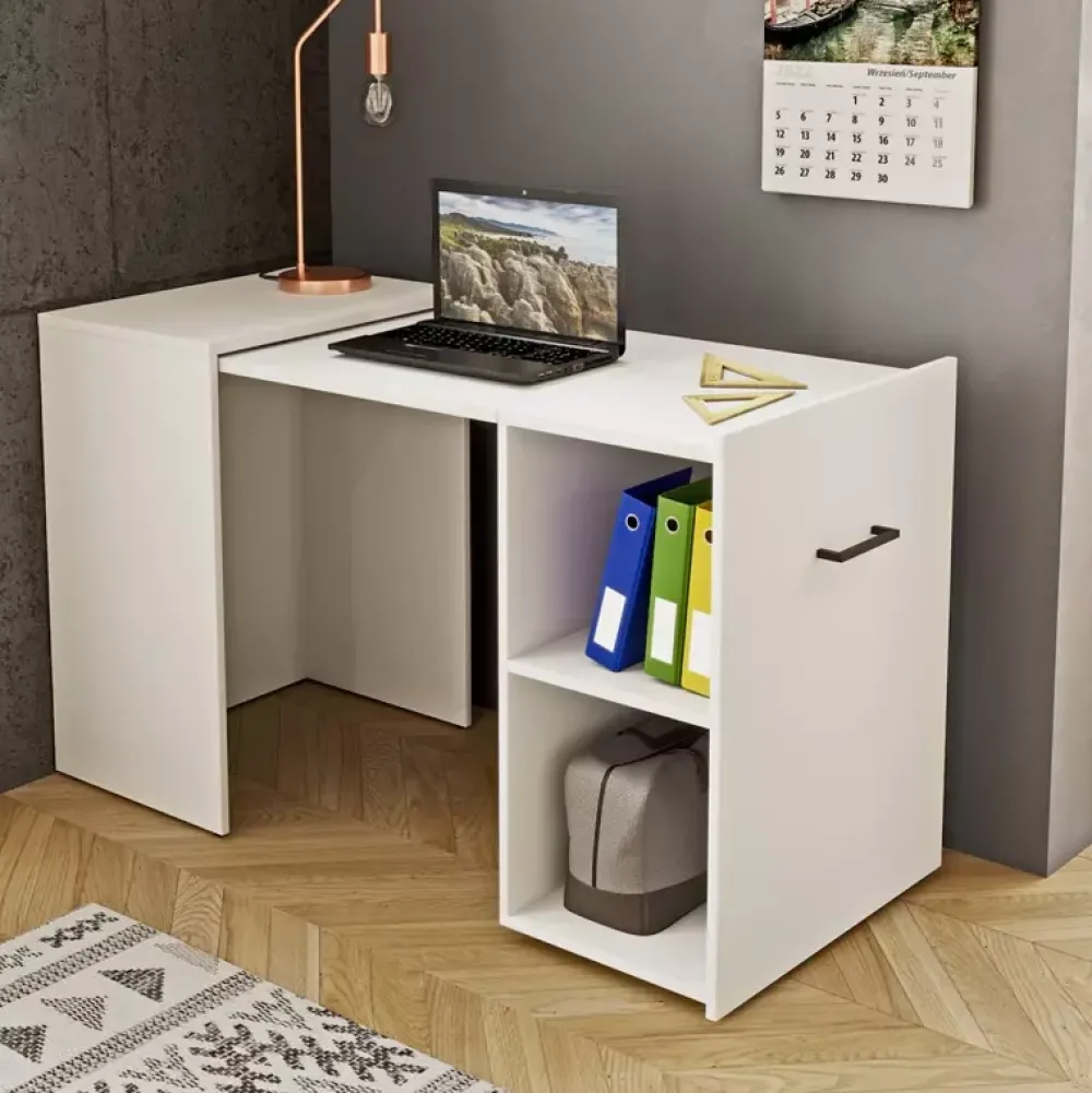 Biurka>Helvetia Białe biurko składane 132 cm SEMARENO biały