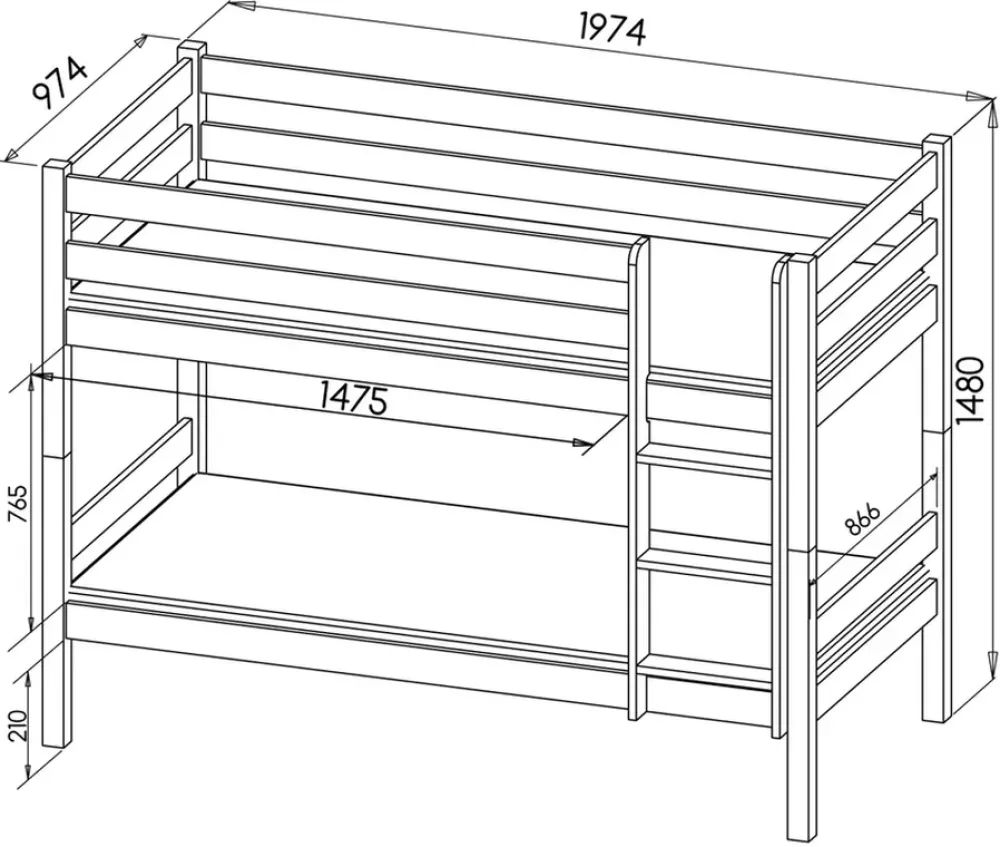 Meble Dla Dzieci|Łóżka Młodzieżowe>DOLMAR Białe drewniane łóżko piętrowe dla dziecka 90x190 cm OTTAWA biały