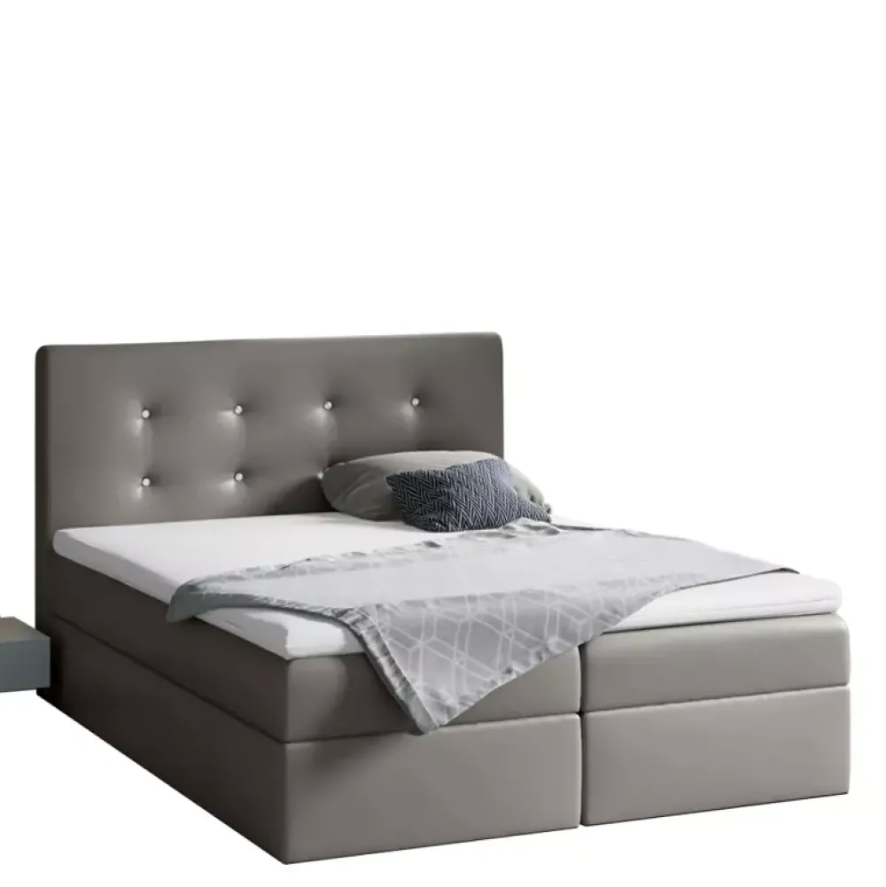 Łóżka Z Zagłówkiem|Łóżka Z Pojemnikiem>Gruszka Białe łóżko Kontynentalne 160x200 z ekoskóry MAKSYM