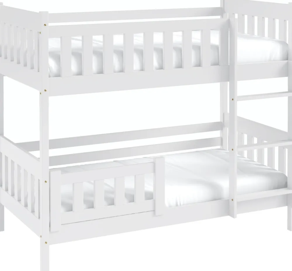 Meble Dla Dzieci|Łóżka Młodzieżowe>Meblomal Białe łóżko piętrowe z drewna sosnowego do pokoju dziecięcego 80x190 cm LUMISLE biały