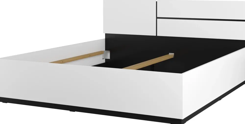 Łóżka Małżeńskie|Łóżka Z Zagłówkiem>Helvetia Białe łóżko skrzyniowe do sypialni 180x200 cm CROSS biały