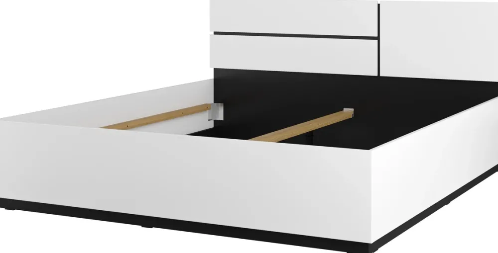 Łóżka Małżeńskie|Łóżka Z Zagłówkiem>Helvetia Białe łóżko skrzyniowe do sypialni 180x200 cm CROSS biały