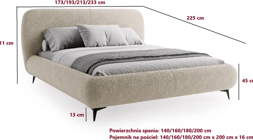 Łóżka Ze Stelażem|Łóżka Na Nóżkach>UNISTYL MEBLE Białe łóżko sypialniane 180x200 nowoczesne