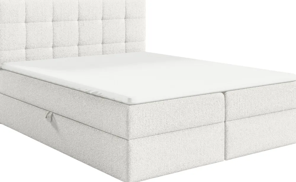 Łóżka Małżeńskie|Łóżka Ze Stelażem>BROMARKT Białe łóżko 180x200 cm dwuosobowe do sypialni kontynentalne z pojemnikiem ASPEN