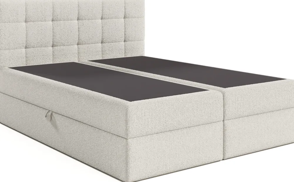 Łóżka Małżeńskie|Łóżka Ze Stelażem>BROMARKT Białe łóżko 180x200 cm dwuosobowe do sypialni kontynentalne z pojemnikiem ASPEN