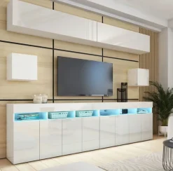 Zestawy Mebli Do Salonu|Meblościanki>BROMARKT Białe meble do salonu PREMIUM biały