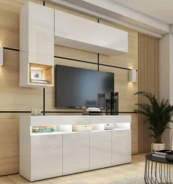 Meblościanki|Zestawy Mebli Do Salonu>BROMARKT Białe meble do salonu PREMIUM biały