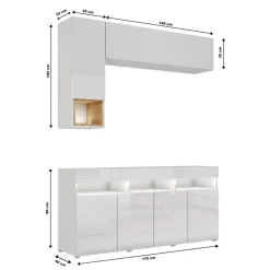 Meblościanki|Zestawy Mebli Do Salonu></noscript>BROMARKT Białe meble do salonu PREMIUM biały