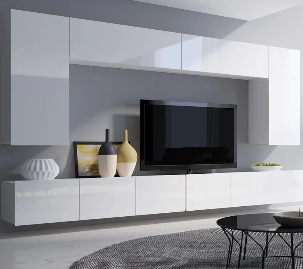 Zestawy Mebli Do Salonu|Zestawy Mebli Młodzieżowych>GiB Meble Białe meble do salonu styl nowoczesny połysk MODERN 13 biały