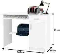 Biurka|Meble Młodzieżowe>MARIDEX Białe nowoczesne biurko z szufladą 100 cm KAMIL
