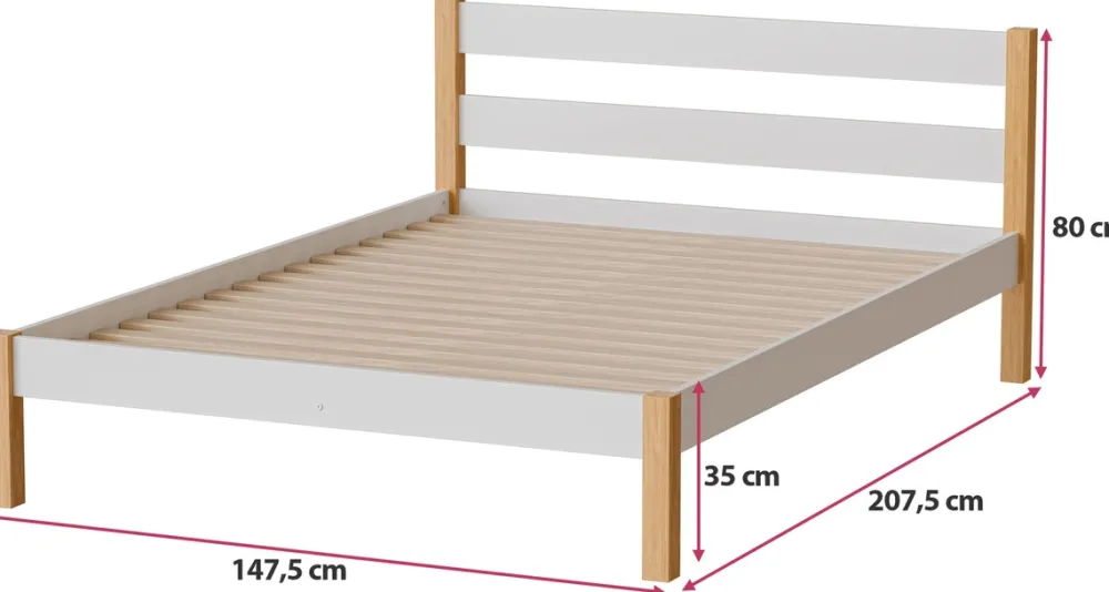 Łóżka Młodzieżowe|Łóżka Dziecięce>DOLMAR Białe nowoczesne drewniane łóżko 140x200 cm IVALO