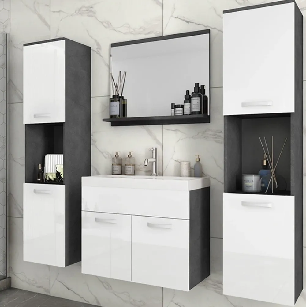 Meble Łazienkowe>BRATEX Białe wiszące meble do nowoczesnej łazienki REAL XL