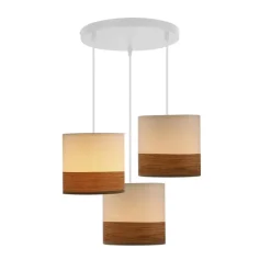 Oświetlenie Przedpokoju|Oświetlenie Jadalni>Candellux Lighting Bianco lampa wisząca biały talerz 3x40w e27 abażur biały+orzechowy