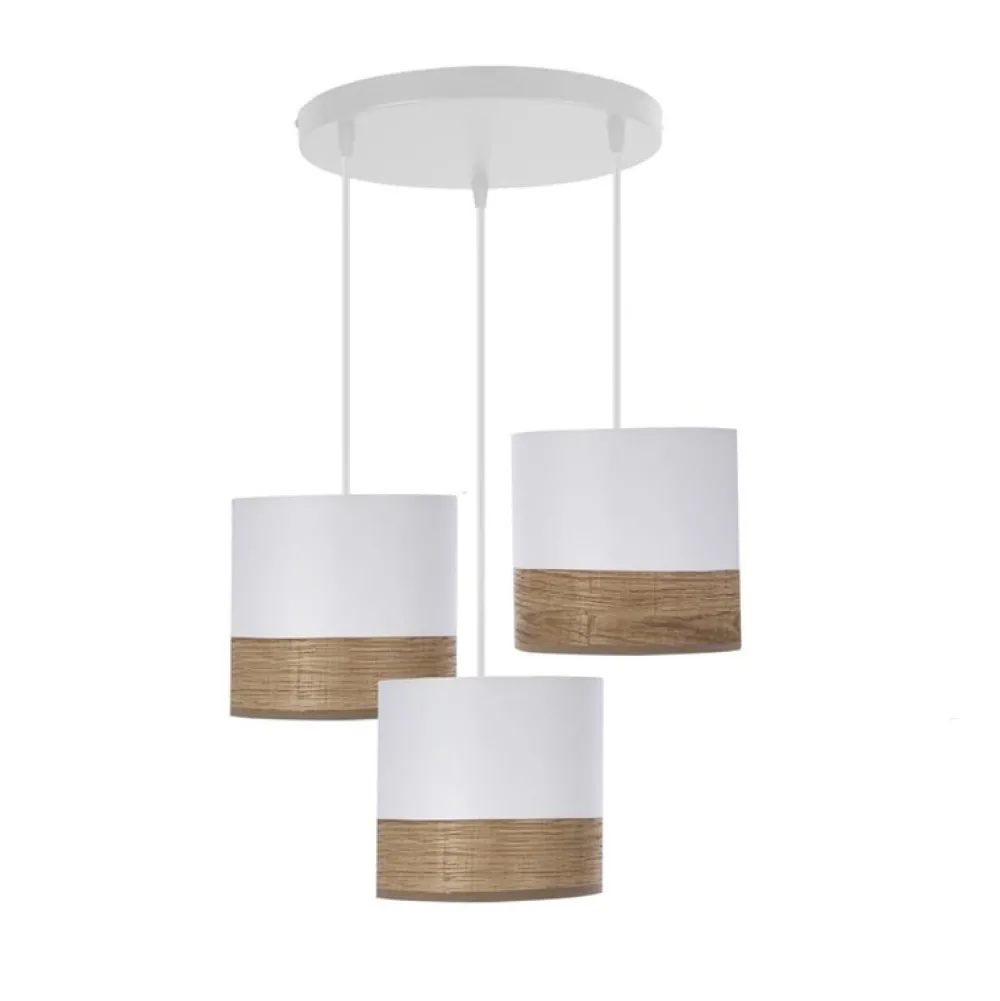 Oświetlenie Przedpokoju|Oświetlenie Jadalni>Candellux Lighting Bianco lampa wisząca biały talerz 3x40w e27 abażur biały+orzechowy