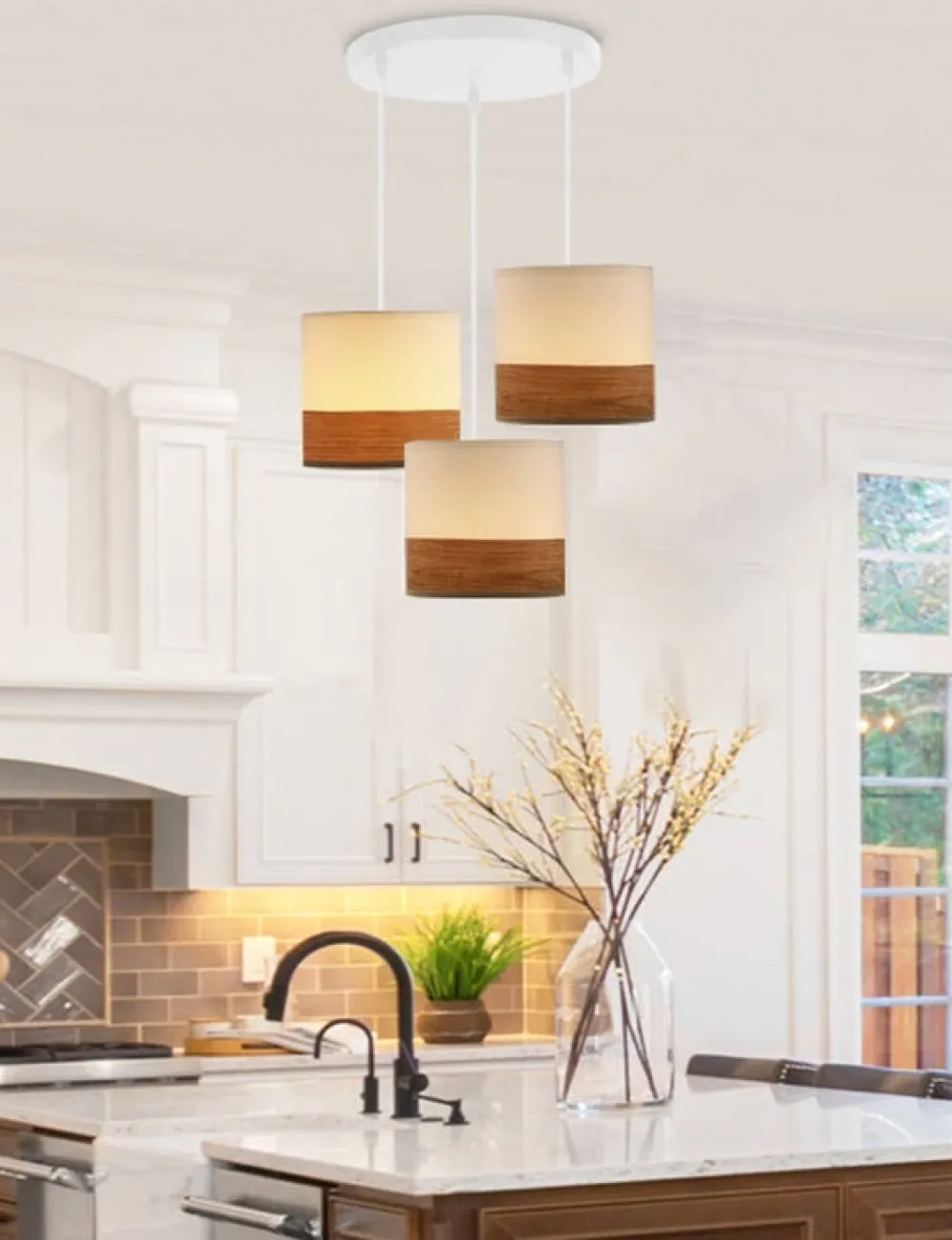 Oświetlenie Przedpokoju|Oświetlenie Jadalni>Candellux Lighting Bianco lampa wisząca biały talerz 3x40w e27 abażur biały+orzechowy