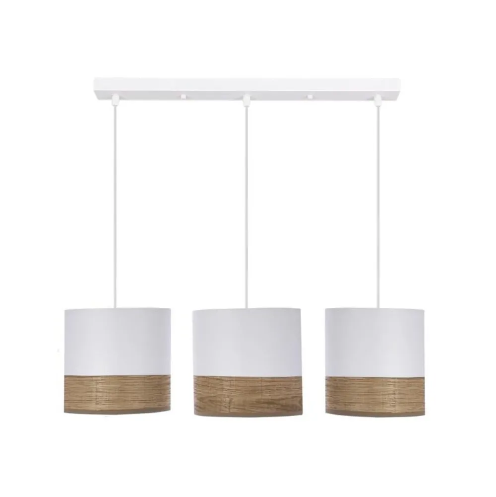 Oświetlenie Przedpokoju|Oświetlenie Jadalni>Candellux Lighting Bianco lampa wisząca biały 3x40w e27 abażur biały+orzechowy