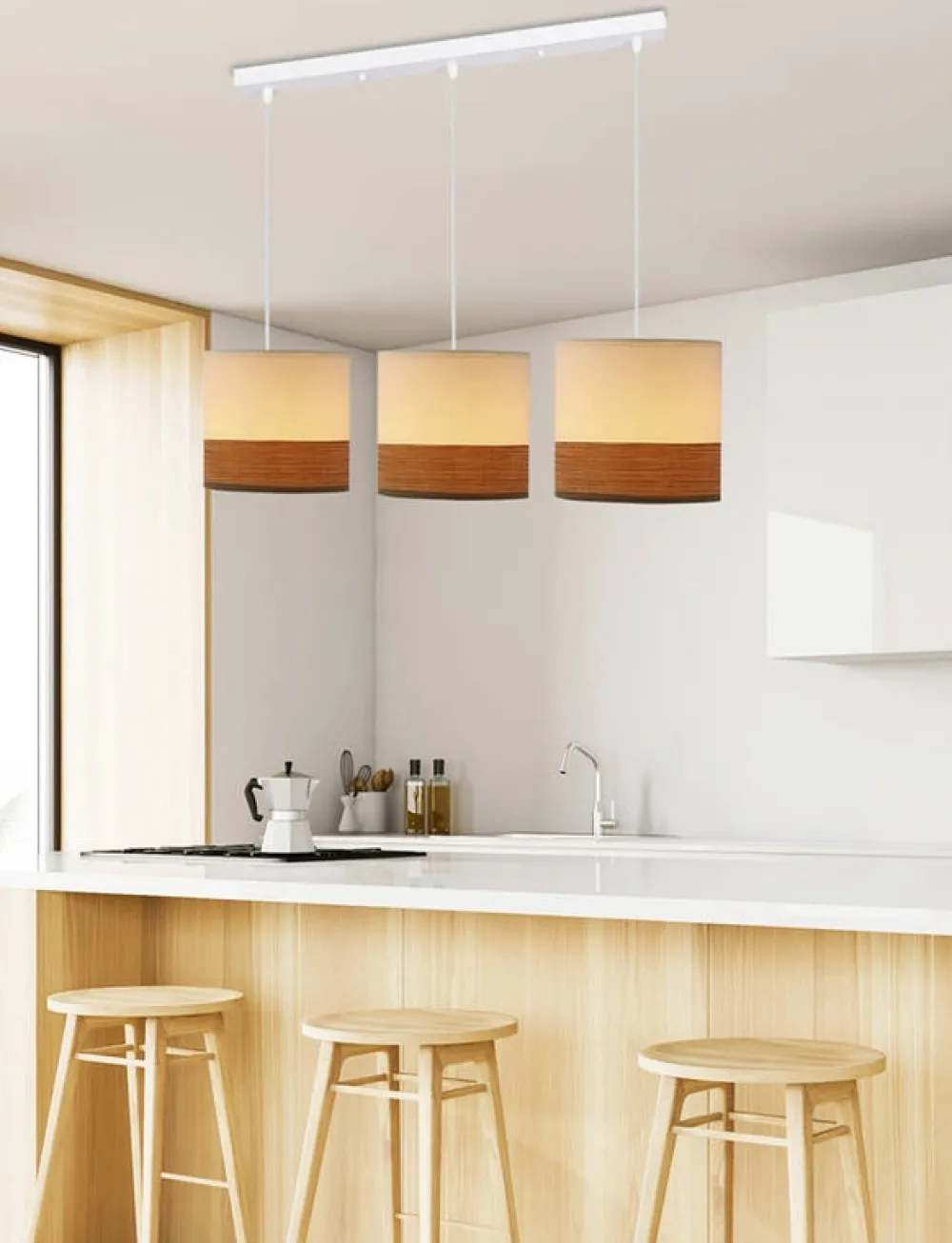 Oświetlenie Przedpokoju|Oświetlenie Jadalni>Candellux Lighting Bianco lampa wisząca biały 3x40w e27 abażur biały+orzechowy