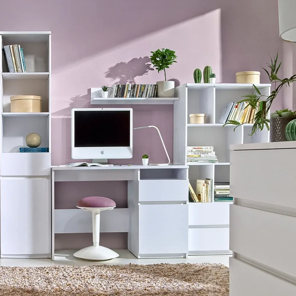 Meble Młodzieżowe|Zestawy Mebli Młodzieżowych>DOLMAR młodzieżowy regał na książki z szufladami 80 cm ANETT biały