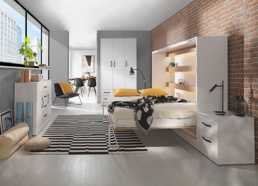 Meble Młodzieżowe|Łóżka Młodzieżowe>DOMEL Biały półkotapczan pionowy 160x200 cm do sypialni PERFECT