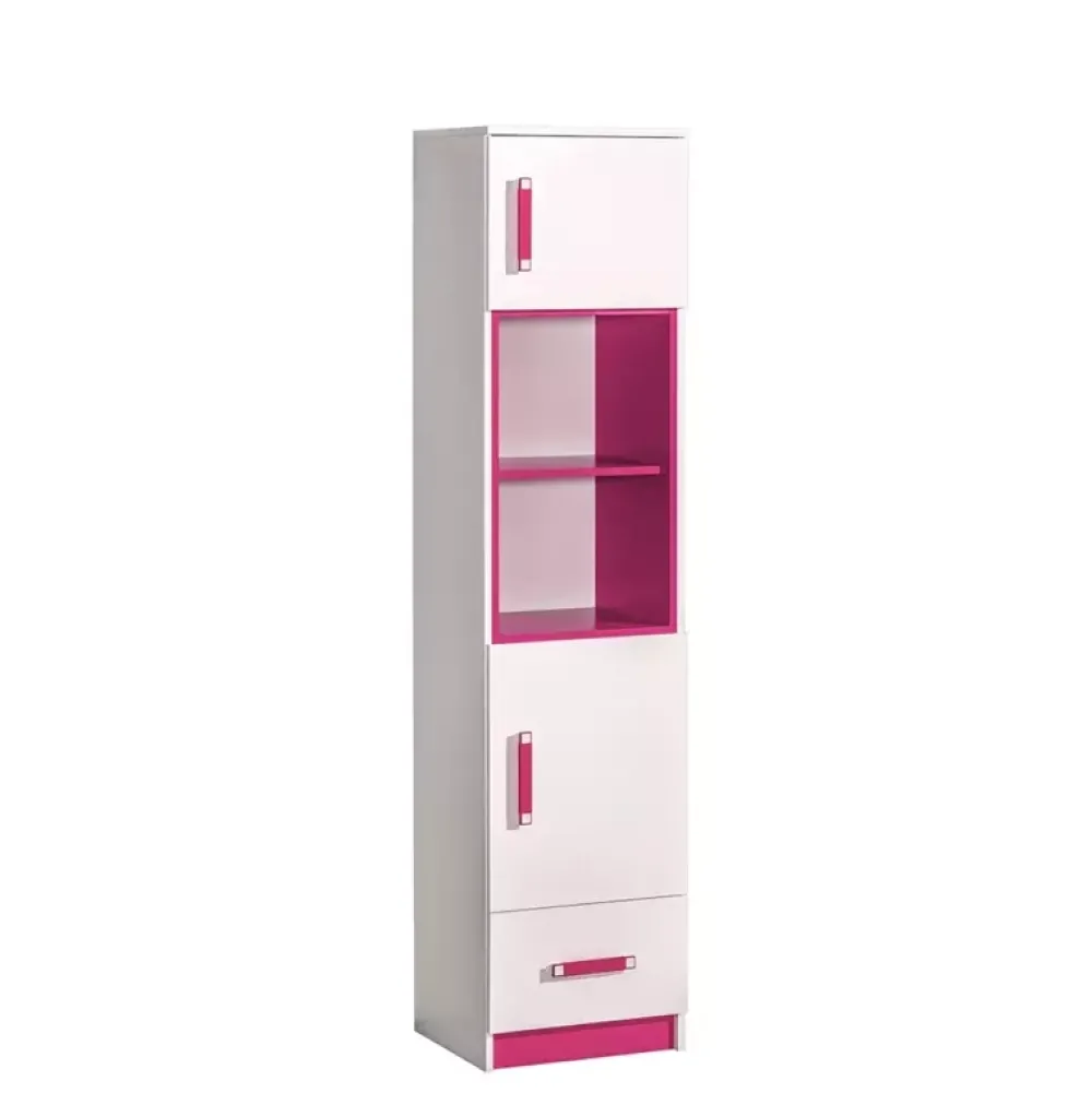 Zestawy Mebli Młodzieżowych>DOMEL Biały regał na książki półki szuflada TRAFIKO