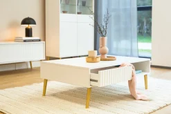 Zestawy Mebli Do Salonu|Ławy I Stoliki>INTER MEBLE stolik kawowy do salonu z szufladą 102x67 cm BELLUNO biały