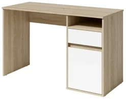 Biurka|Toaletki I Konsole>MEBLOSIEK Biurko 120 cm z szufladą BILLY z białymi frontami dąb sonoma