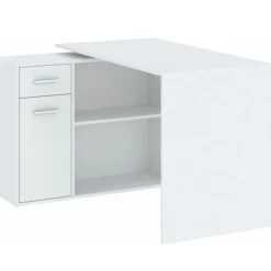 Biurka|Meble Dla Dzieci>INTER MEBLE Biurko białe narożne młodzieżowe z szufladą i półkami NEXIO biały