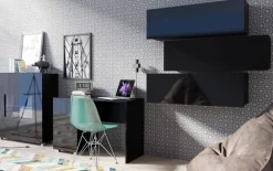 Biurka>GiB Meble Biurko do pokoju biura z szufladami połysk MODERN czarny