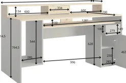 Biurka|Meble Dla Dzieci></noscript>MEBLOSIEK Biurko młodzieżowe 160 cm REXO z półkami i szufladami
