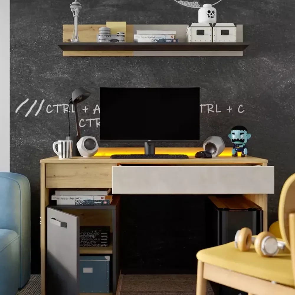 Meble Młodzieżowe|Zestawy Mebli Młodzieżowych>lenart. Biurko młodzieżowe pod komputer z szafką 120 cm QUBIC