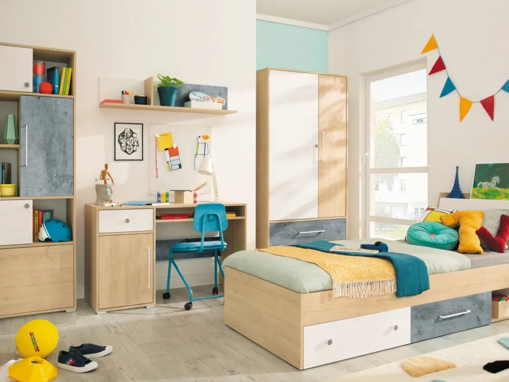 Biurka|Meble Dla Dzieci>MEBLAR Biurko młodzieżowe 125x55 dla dziecka z szafką i szufladą SLEEK