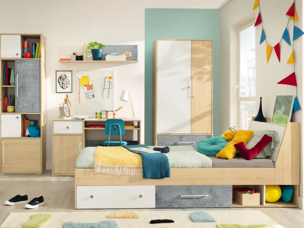 Biurka|Meble Dla Dzieci>MEBLAR Biurko młodzieżowe 125x55 dla dziecka z szafką i szufladą SLEEK