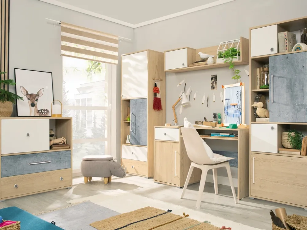 Biurka|Meble Dla Dzieci>MEBLAR Biurko młodzieżowe 125x55 dla dziecka z szafką i szufladą SLEEK