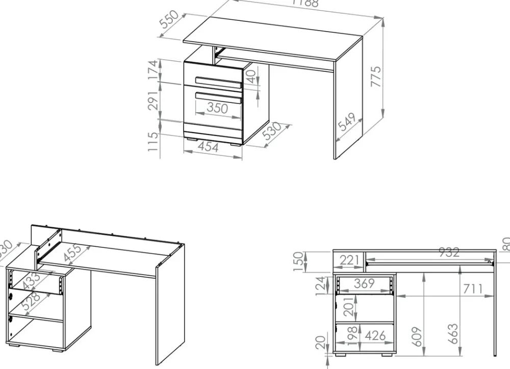 Biurka|Zestawy Mebli Młodzieżowych>ML Meble Biurko młodzieżowe z szufladą i drzwiami 120 cm BLANCO