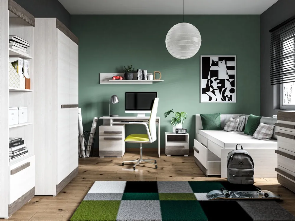 Biurka|Zestawy Mebli Młodzieżowych>ML Meble Biurko młodzieżowe z szufladą i drzwiami 120 cm BLANCO