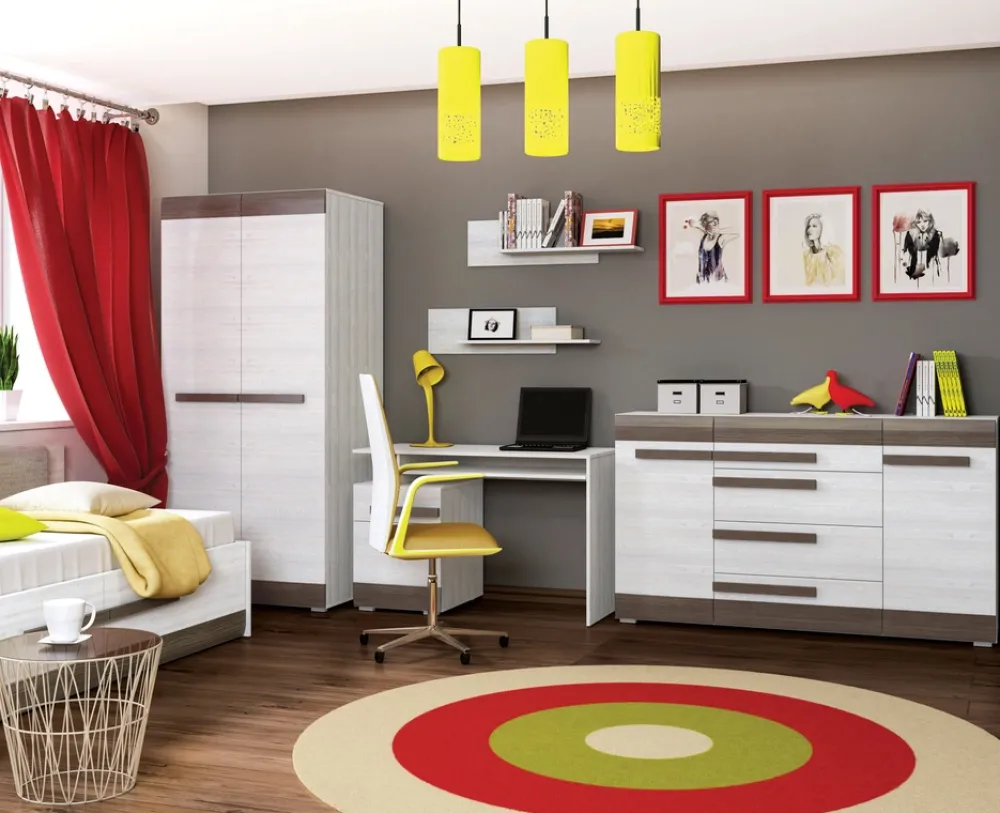 Biurka|Zestawy Mebli Młodzieżowych>ML Meble Biurko młodzieżowe z szufladą i drzwiami 120 cm BLANCO