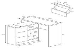 Biurka|Meble Dla Dzieci></noscript>LASKI Biurko narożne z szufladami TOBI grafit