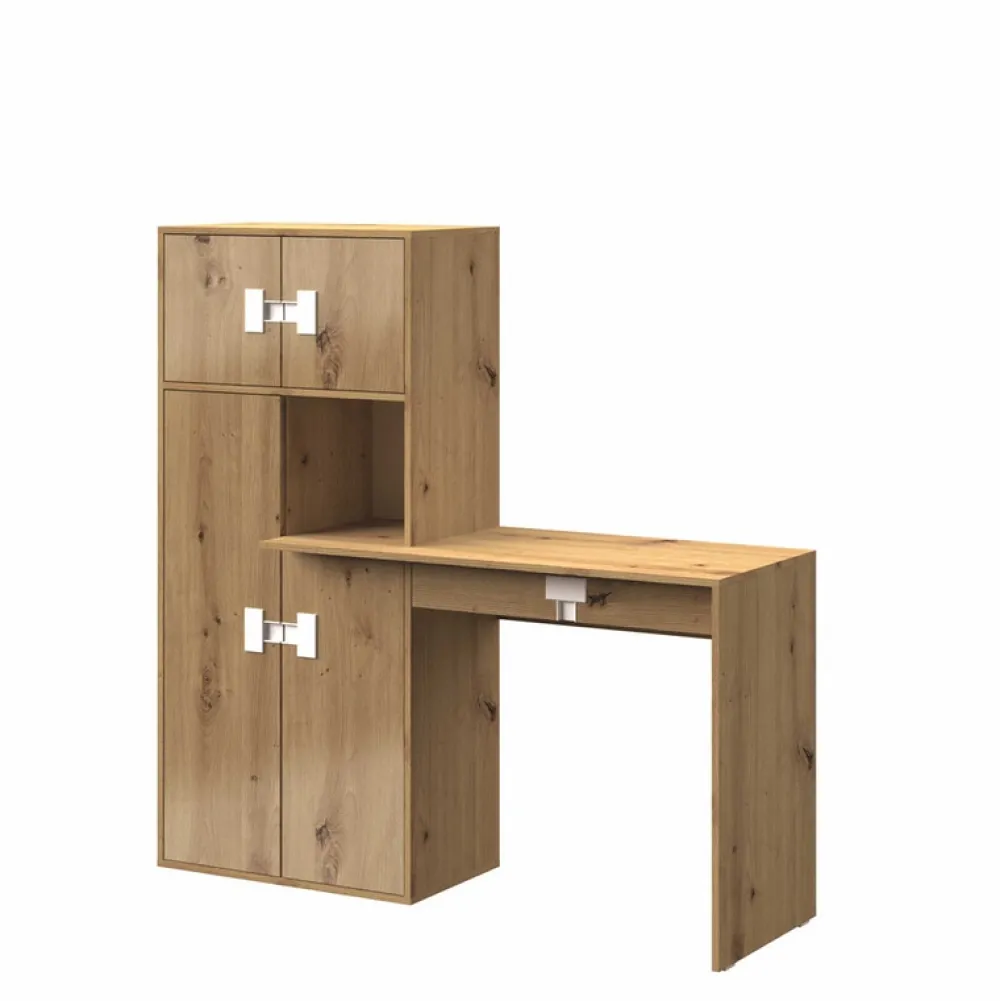 Biurka|Zestawy Mebli Młodzieżowych>DOMEL Biurko z regałem Dąb Artisan INDEX